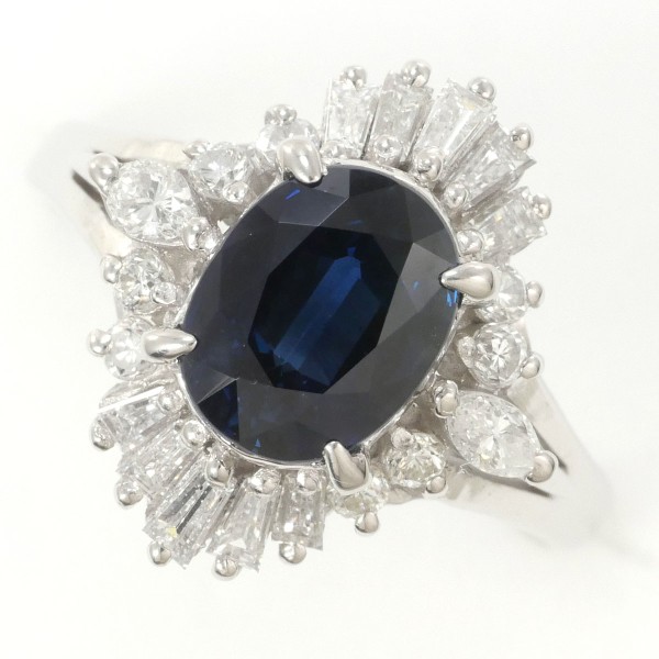 【通常価格より10%OFF】【素材】 PT900/プラチナ【石目】 天然サファイア 2.10ct 天然ダイアモンド 0.66ct【自社色石評価】 B【総重量】 約7.4g【サイズ】 約10.5号【最大