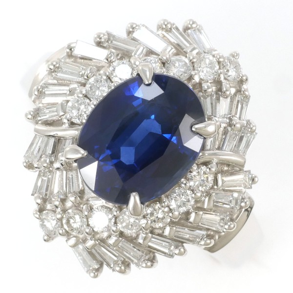 【通常価格より15%OFF】【素材】 PT900/プラチナ【石目】 天然サファイア 2.61ct 天然ダイアモンド 0.85ct【自社色石評価】B【総重量】 約12.2g【サイズ】 約13号【最大幅】