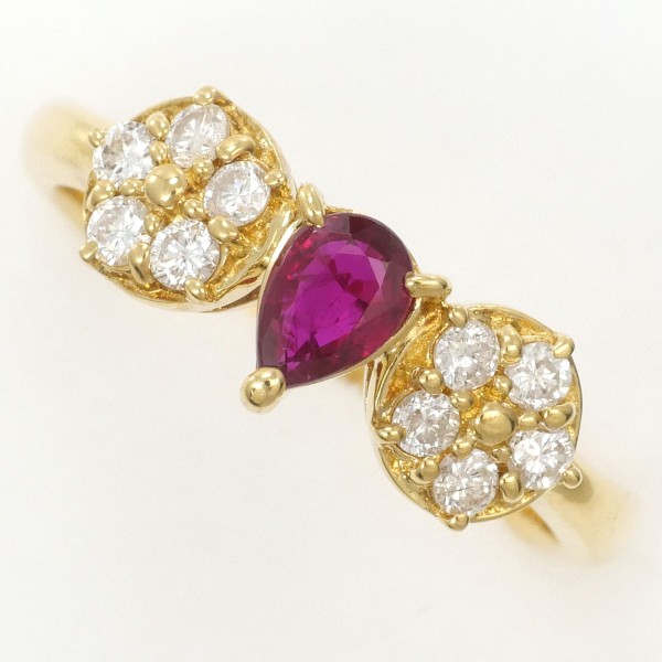 【通常価格より20%OFF】【素材】 K18/イエローゴールド【石目】 ルビー 0.36ct ダイヤ 0.26ct【総重量】 約3.7g【サイズ】 約12号【最大幅】 約6mm【サイズ直し】 2サイズ