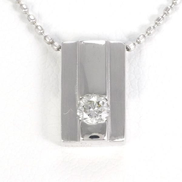 K14 14金 WG ホワイトゴールド ネックレス ダイヤ 0.13 総重量約1.8g 約40cm 中古ジュエリー
