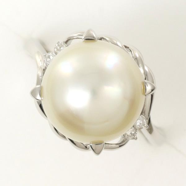 【通常価格より50%OFF】【素材】 PT900/プラチナ【石目】 パール 約11mm ダイヤ 0.062ct 【総重量】 約8.5g【サイズ】 約14号【最大幅】 約13mm【サイズ直し】 2サイズ