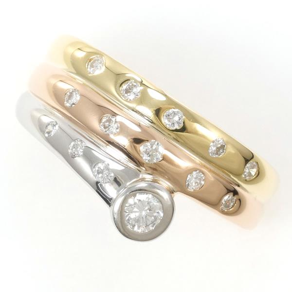 【通常価格より25%OFF】【素材】 PT850/プラチナK18/イエローゴールド ピンクゴールド【石目】 ダイヤ 0.12ct 0.12ct【総重量】 約4.4g【サイズ】 約12号【最大幅】 約1