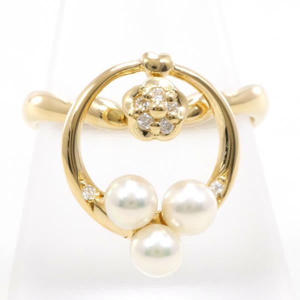 【通常価格より30%OFF】【素材】 K18/イエローゴールド【石目】 パール 約4mm ダイヤ 0.07ct 【総重量】 約3.8g【サイズ】 約16号【最大幅】 約18mm【サイズ直し】 不可【付