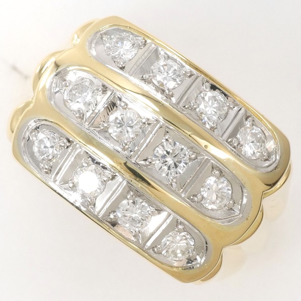 【通常価格より15%OFF】【素材】 PT900/プラチナK18/イエローゴールド【石目】 天然ダイアモンド 0.51ct 【総重量】 約7.5g【サイズ】 約11.5号【最大幅】 約12mm【サイズ