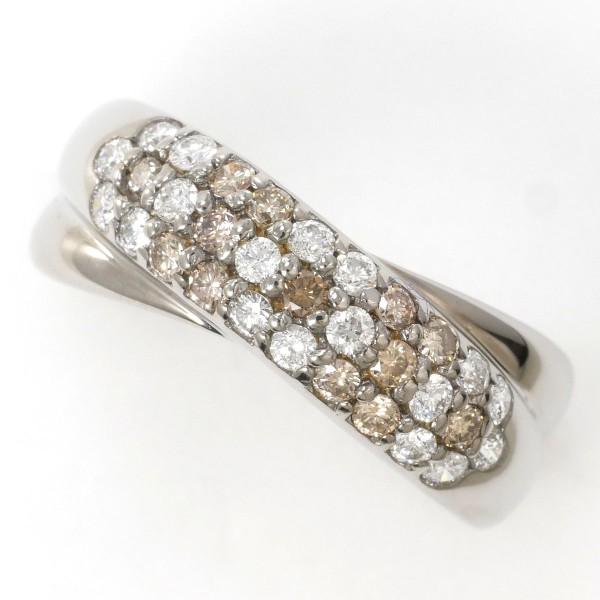 【通常価格より15%OFF】【素材】 K18/ホワイトゴールド【石目】 ブラウンダイヤ 0.21ct ダイヤ 0.29ct【総重量】 約4.0g【サイズ】 約9.5号【最大幅】 約7mm【サイズ直し】