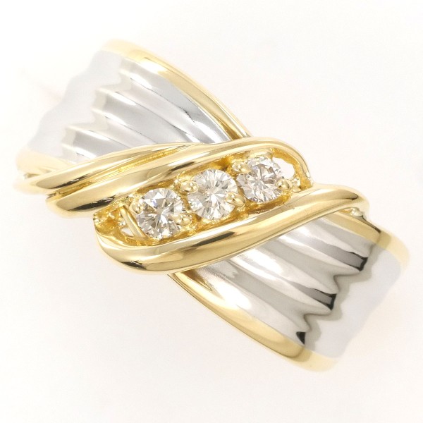 【通常価格より25%OFF】【素材】 PT900/プラチナK18/イエローゴールド【石目】 ダイヤ 0.16ct 【総重量】 約3.2g【サイズ】 約12号【最大幅】 約9mm【サイズ直し】 不可【付