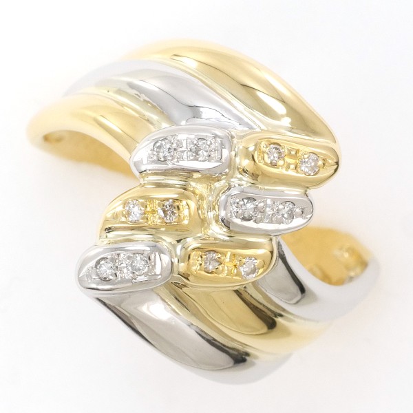 【通常価格より15%OFF】【素材】 PT900/プラチナK18/イエローゴールド【石目】 天然ダイアモンド 0.082ct 【総重量】 約8.3g【サイズ】 約12号【最大幅】 約16mm【サイズ直