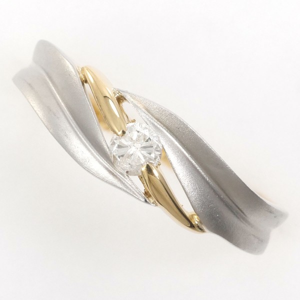 【通常価格より15%OFF】【素材】 PT900/プラチナK18/イエローゴールド【石目】 ダイヤ 0.14ct 【総重量】 約2.1g【サイズ】 約13号【最大幅】 約6mm【サイズ直し】 不可【付