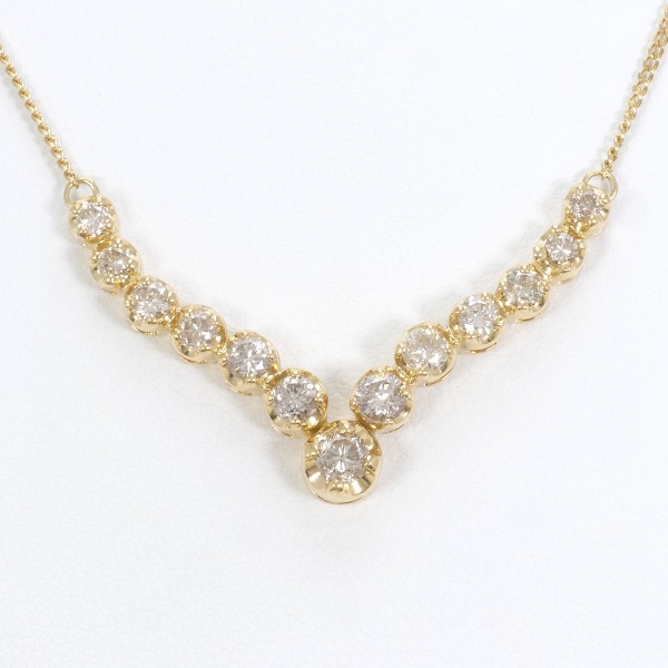 【通常価格より10%OFF】【素材】 K18/イエローゴールド【石目】 天然ダイアモンド 1.00ct 【総重量】 約4.6g【サイズ】 トップ：全長 約6×48mm(トップとチェーン取り外し不可)チ