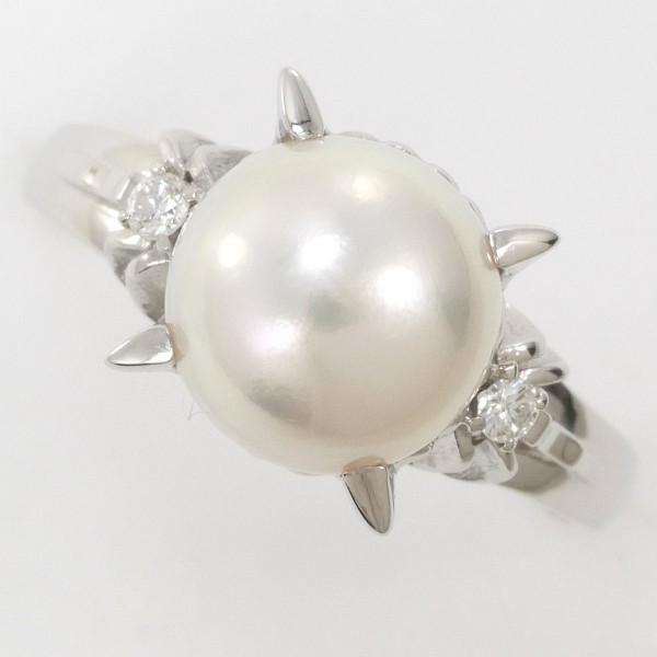 【通常価格より15%OFF】【素材】 PT900/プラチナ【石目】 パール(真珠) 約8.5mm ダイヤ 0.04ct 【総重量】 約4.7g【サイズ】 約13号【最大幅】 約9mm【サイズ直し】 2