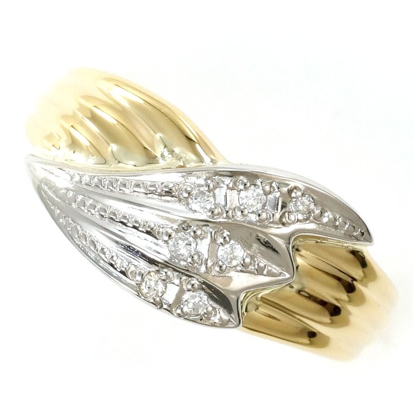 【通常価格より15%OFF】【素材】 PT850/プラチナK18/イエローゴールド【石目】 ダイヤ 0.04ct 【総重量】 約2.9g【サイズ】 約9号【最大幅】 約8mm【サイズ直し】 2サイズは