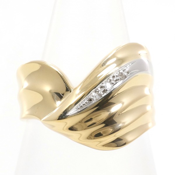 【通常価格より15%OFF】【素材】 PT850/プラチナK18/イエローゴールド【石目】 ダイヤ 0.02ct 【総重量】 約4.2g【サイズ】 約9号【最大幅】 約14mm【サイズ直し】 不可【付