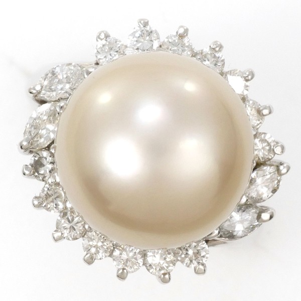 【通常価格より15%OFF】【素材】 PT900/プラチナ【石目】 南洋真珠 約12mm 天然ダイアモンド 0.70ct 【総重量】 約10.5g【サイズ】 約8号【最大幅】 約16mm【サイズ直し】