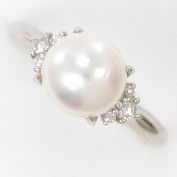 【通常価格より10%OFF】【素材】 PT900/プラチナ【石目】 パール(真珠) 約8mm ダイヤ 0.11ct 【総重量】 約5.3g【サイズ】 約16号【最大幅】 約9mm【サイズ直し】 2サイ