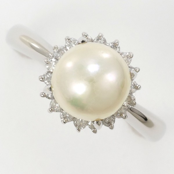【通常価格より5%OFF】【素材】 PT900/プラチナ【石目】 パール(真珠) 約8mm ダイヤ 0.24ct【総重量】 約6.3g【サイズ】 約15号【最大幅】 約10.5mm【サイズ直し】 不可