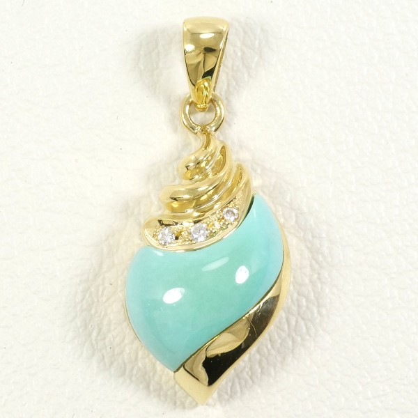 【素材】 K18/イエローゴールド 【石目】 ターコイズ ダイヤ 0.015ct 【総重量】 約2.2g 【サイズ】 約24mm×10mm 【付属品】 なし 【商品の状態】 新品仕上げ済み セイコージ